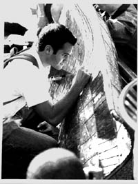 Man signing the memorial wall at the world trade center on September 21st